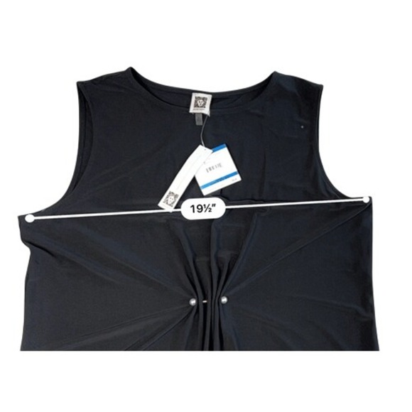 Anne Klein Sleeveless Black Embellished Ruched Blouse Top XL Business Casual NWT - Picture 5 of 10